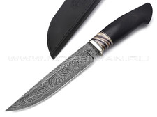 Влад Матвеев нож Ф3 VM50 мозаичный дамаск, рукоять Дерево граб, зуб мамонта, нейзильбер