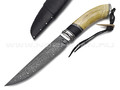 Влад Матвеев нож Шаман-3 человечки VM57 мозаичный дамаск, рукоять Стаб. рог лося, нейзильбер, черное дерево