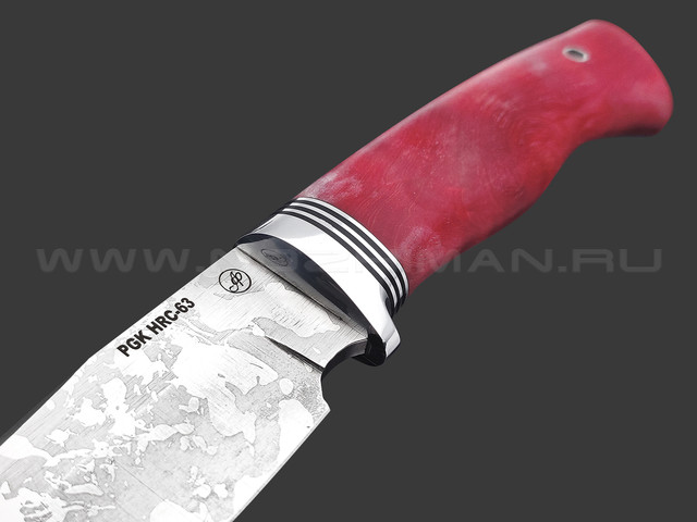 Фурсач А. А. нож Клык-2 сталь PGK травление, рукоять Стаб. березовый сувель красный