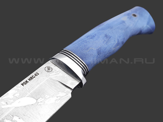 Фурсач А. А. нож Волк-2 сталь PGK травление, рукоять Стаб. карельская береза синяя