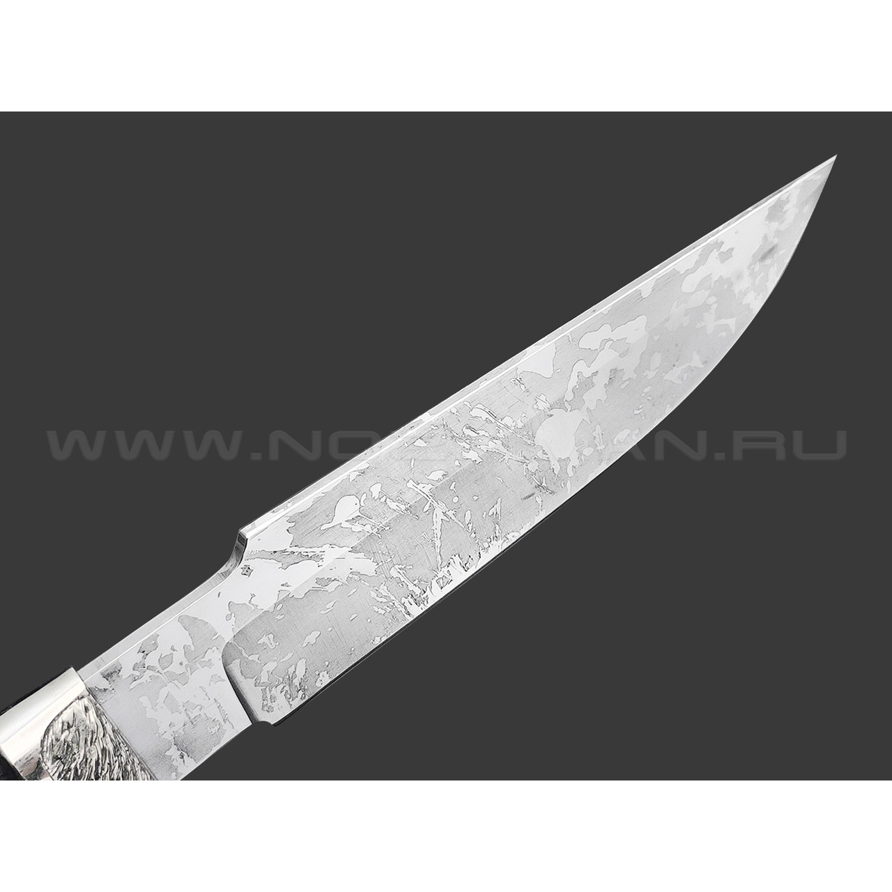 Фурсач А. А. нож Ирбис сталь PGK травление, рукоять Дерево граб с резьбой, мельхиор