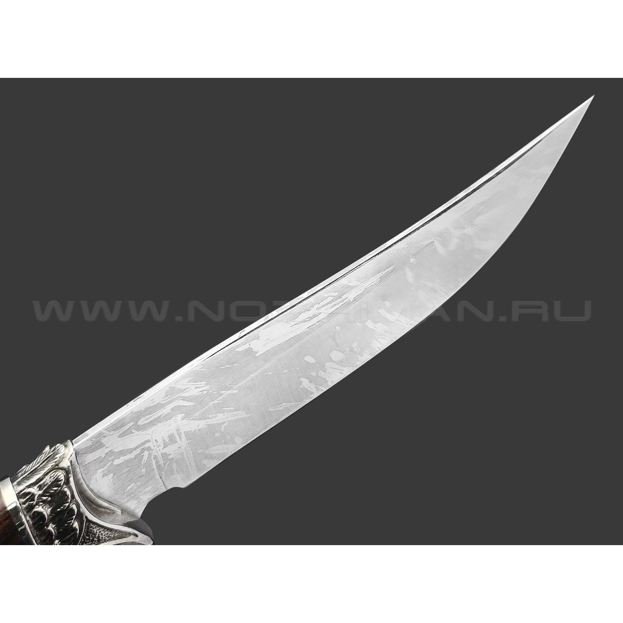Фурсач А. А. нож Клык-2 сталь PGK травление, рукоять Айронвуд, мельхиор