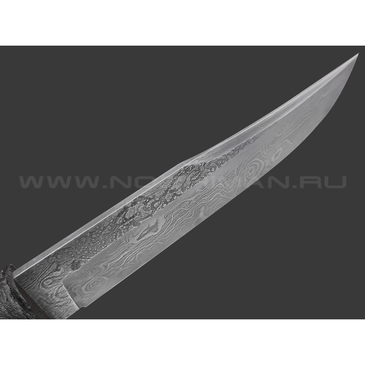 Сергей Шадрин нож SHAD12 сталь Дамаск, рукоять Рог лося, кожа