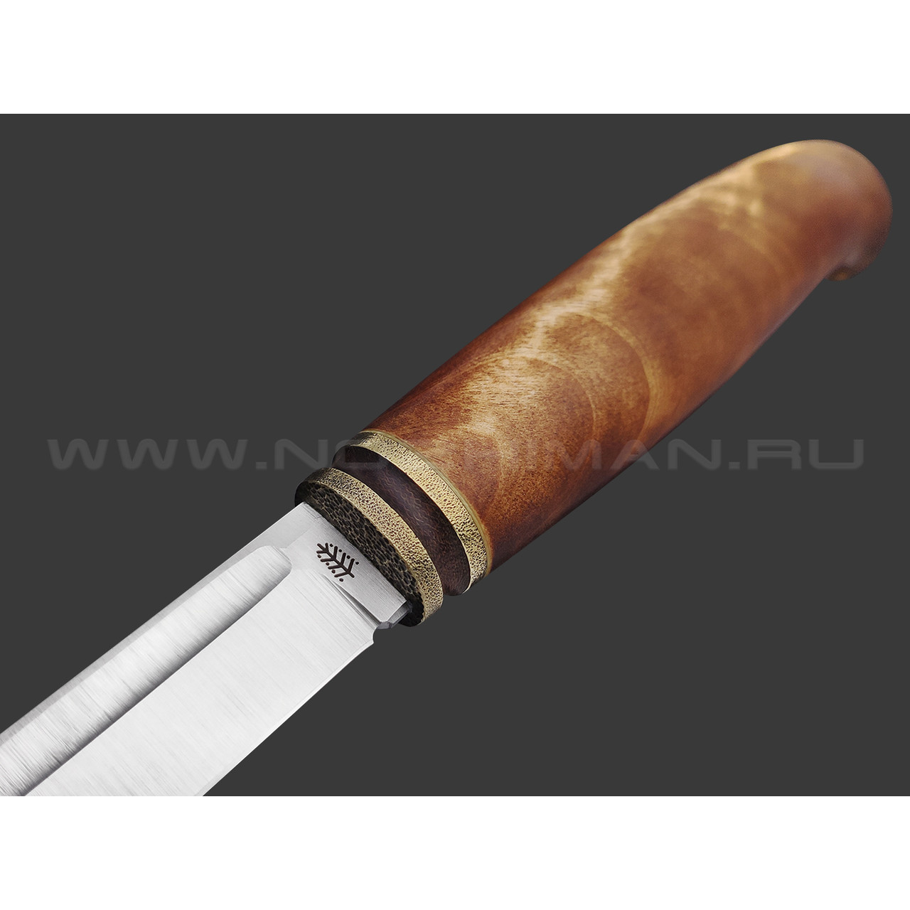 Сергей Шадрин нож SHAD13 сталь N690 satin, рукоять Стаб. березовый сувель, бронза