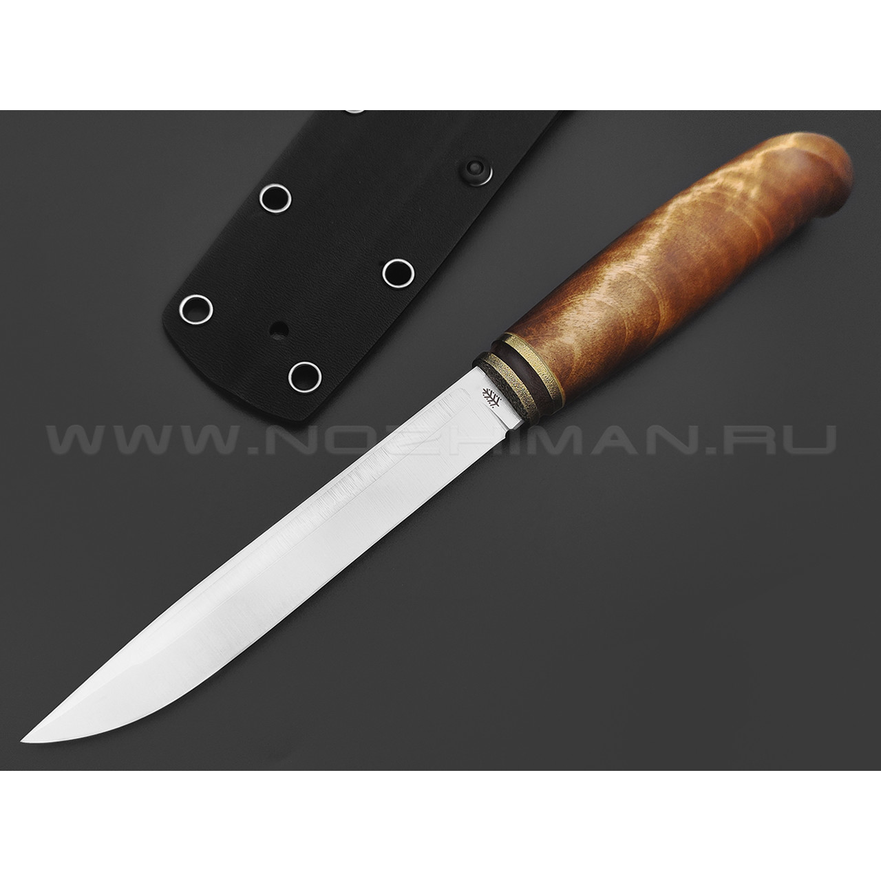 Сергей Шадрин нож SHAD13 сталь N690 satin, рукоять Стаб. березовый сувель, бронза