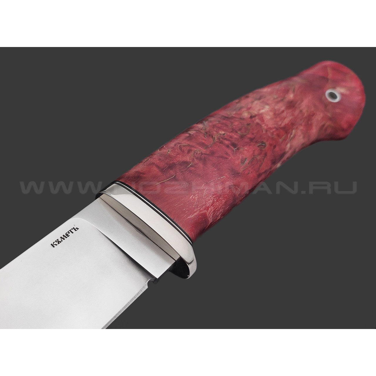 Кметь нож Панцуй сталь LORD R4112, рукоять Стаб. карельская береза, мельхиор