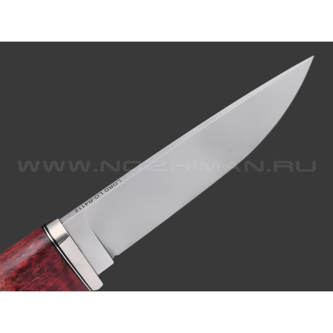 Кметь нож Панцуй сталь LORD R4112, рукоять Стаб. карельская береза, мельхиор