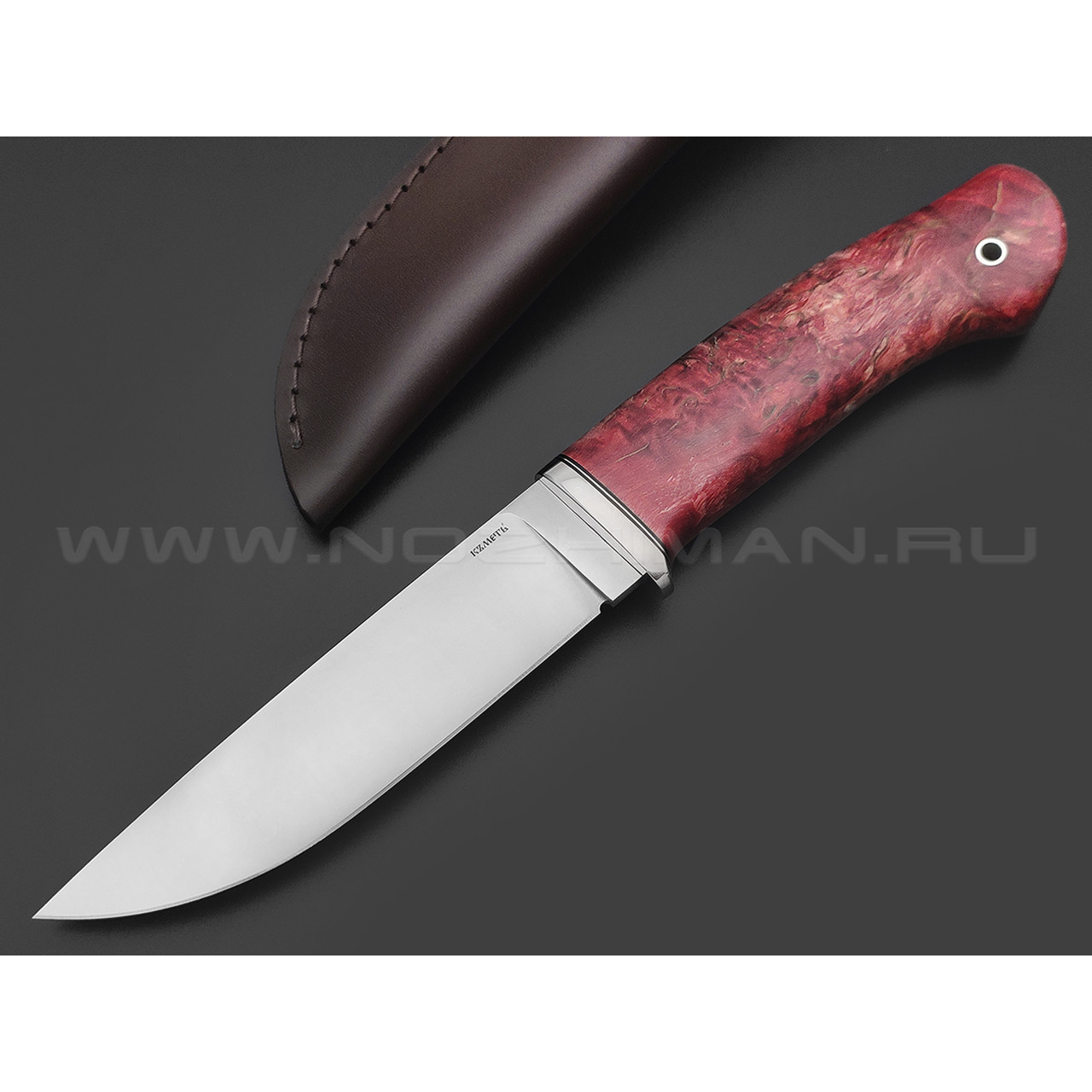 Кметь нож Панцуй сталь LORD R4112, рукоять Стаб. карельская береза, мельхиор