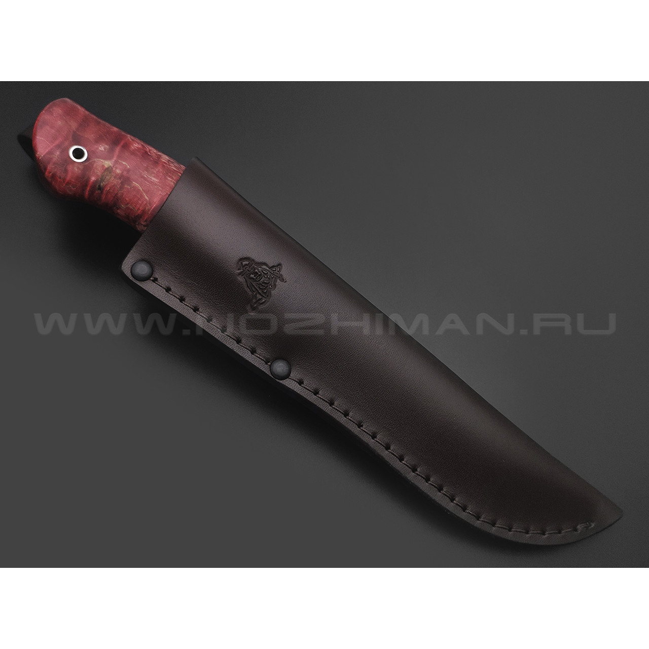 Кметь нож Панцуй сталь LORD R4112, рукоять Стаб. карельская береза, мельхиор