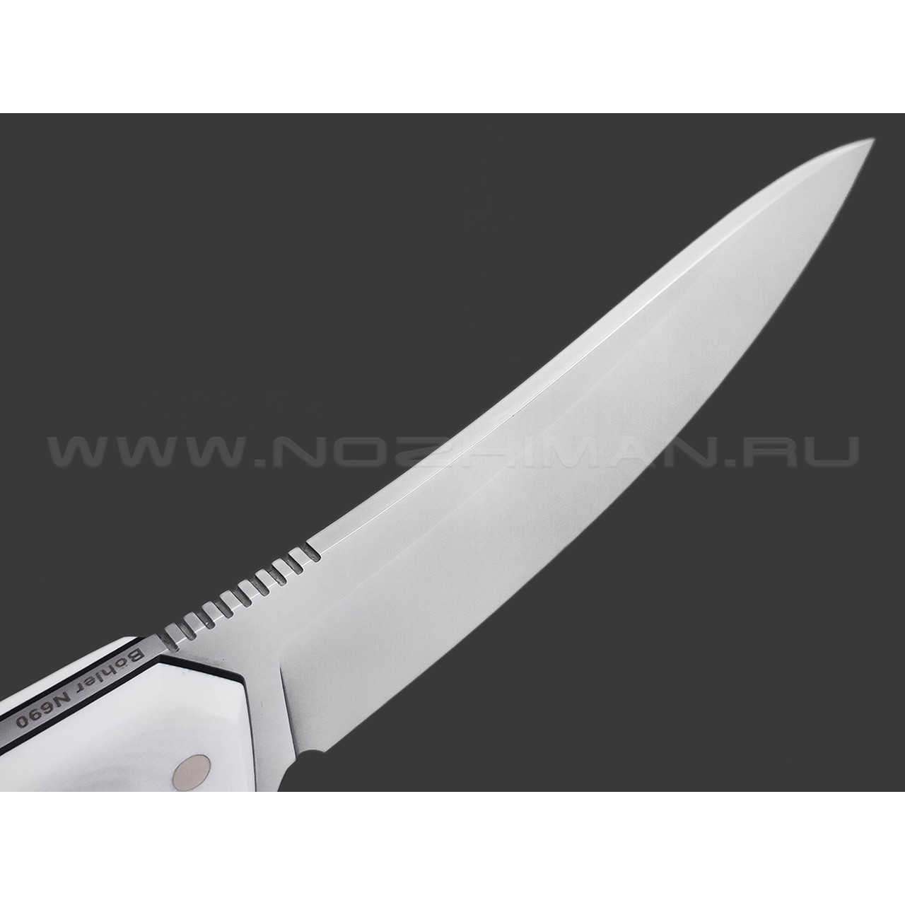 Кметь нож Единорог сталь Bohler N690, рукоять G10 white