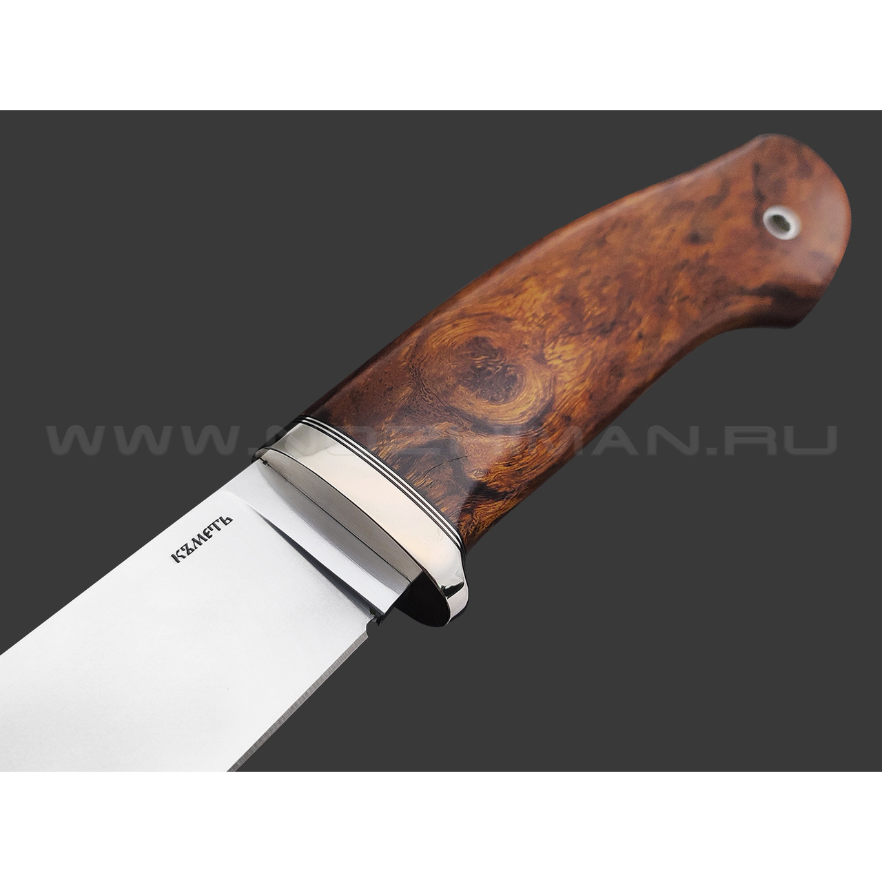 Кметь нож Клык сталь Vanadis 10 хром, рукоять Айронвуд, мельхиор