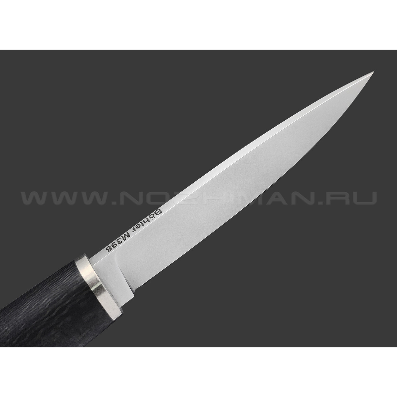 Кметь нож Шило сталь Bohler M398, рукоять Carbon fiber, мельхиор