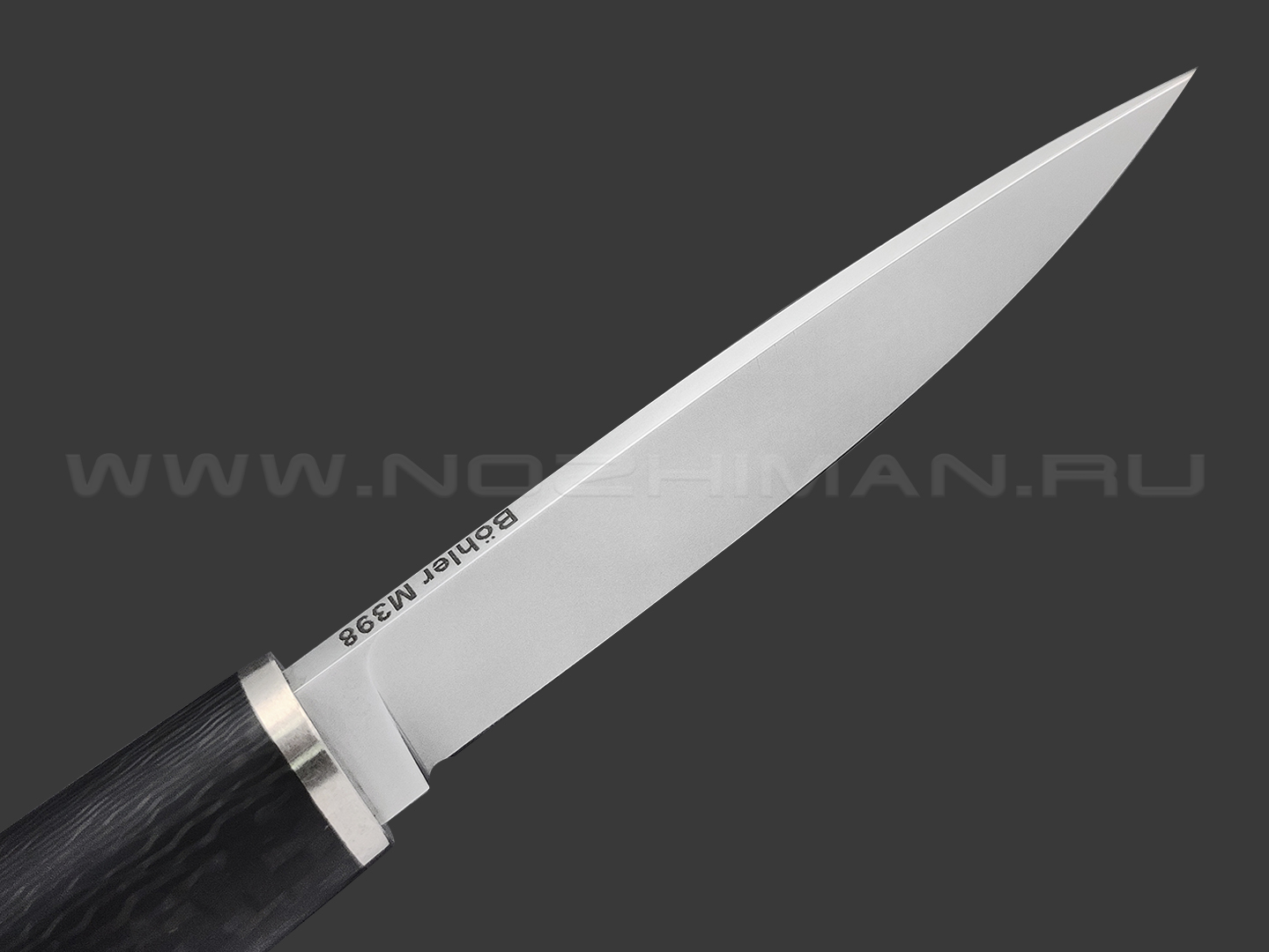 Кметь нож Шило сталь Bohler M398, рукоять Carbon fiber, мельхиор