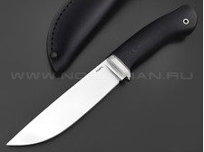 Кметь нож Панцуй сталь Bohler S390 хром, рукоять G10 black, мельхиор
