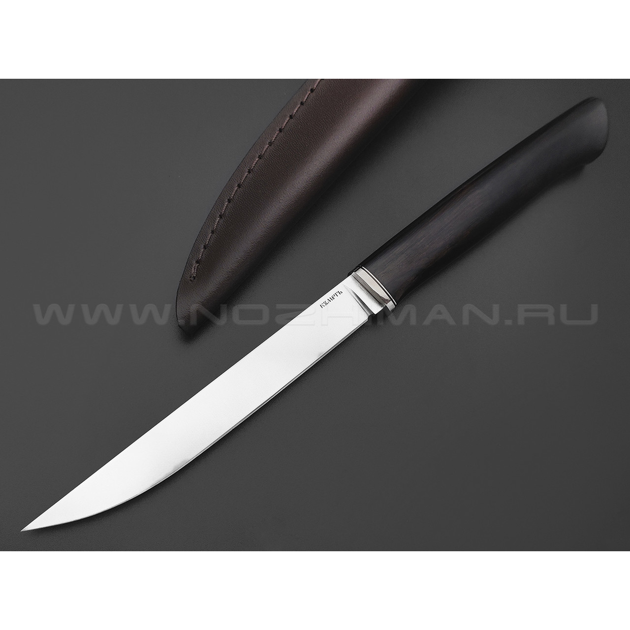Кметь нож Шило-Б сталь Bohler M390, рукоять Зирикот, мельхиор