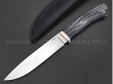 Кметь нож Нырок сталь Bohler M390, рукоять Micarta chaotic black & white, мельхиор