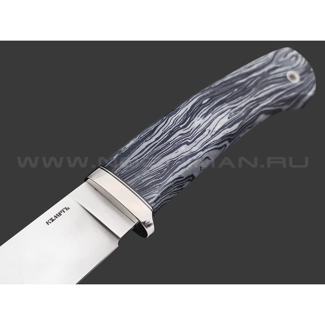 Кметь нож Нырок сталь Bohler M390, рукоять Micarta chaotic black & white, мельхиор