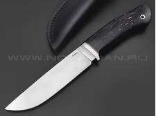 Кметь нож Панцуй сталь Bohler K340, рукоять Карельская береза черная, мельхиор