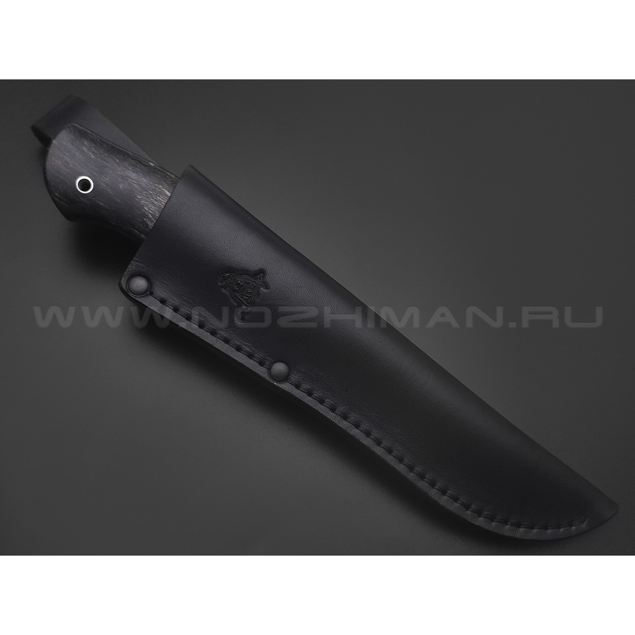 Кметь нож Панцуй сталь Bohler K340, рукоять Карельская береза черная, мельхиор
