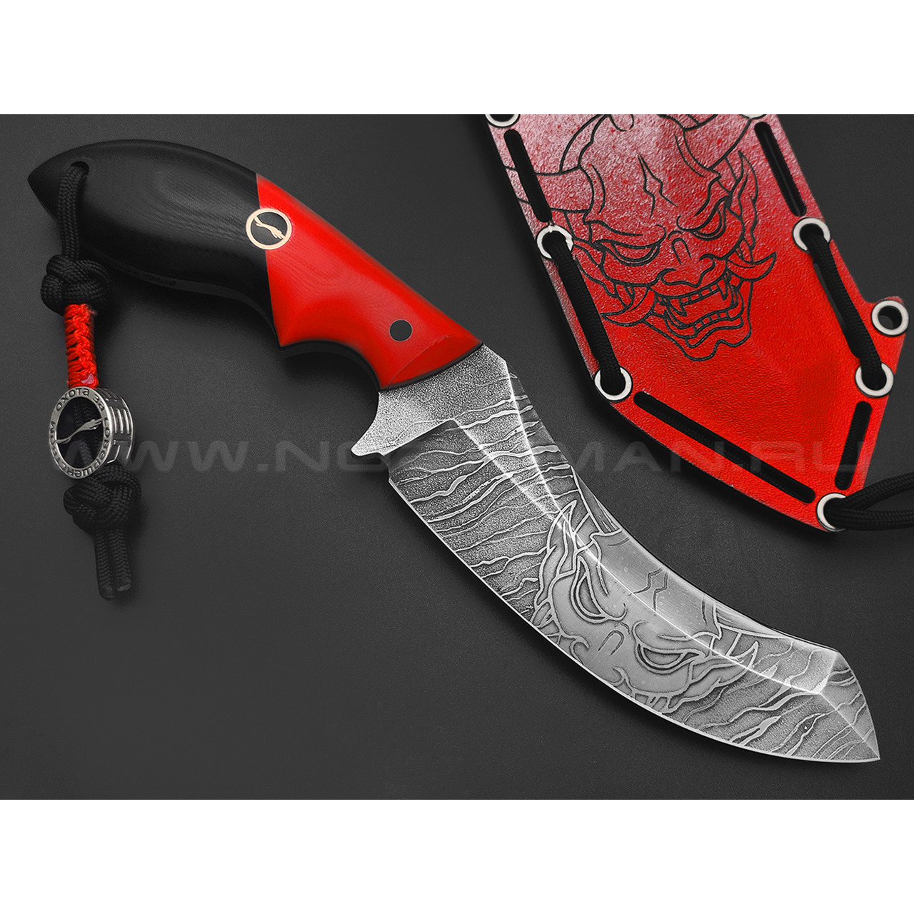 Волчий Век нож Кондрат 12 Custom Yokai Edition сталь 95Х18 WA травление, рукоять G10 black & red