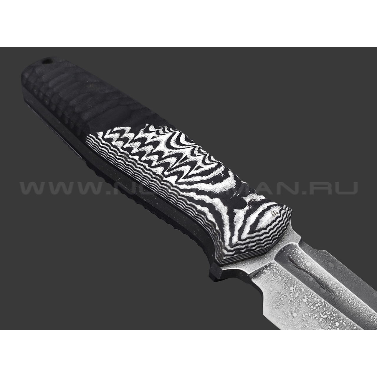 Волчий Век нож Стрелка Custom сталь 95Х18 WA травление, рукоять G10 black & white