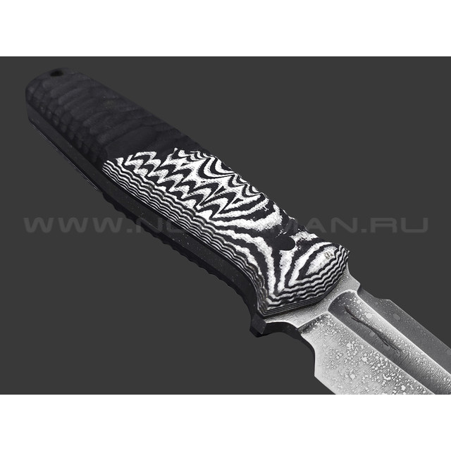 Волчий Век нож Стрелка Custom сталь 95Х18 WA травление, рукоять G10 black & white