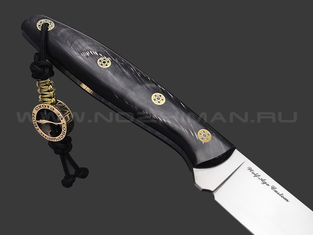 Волчий Век нож Тезис Custom сталь M390 WA ручной сатин, рукоять Рог буйвола, мозаичные пины