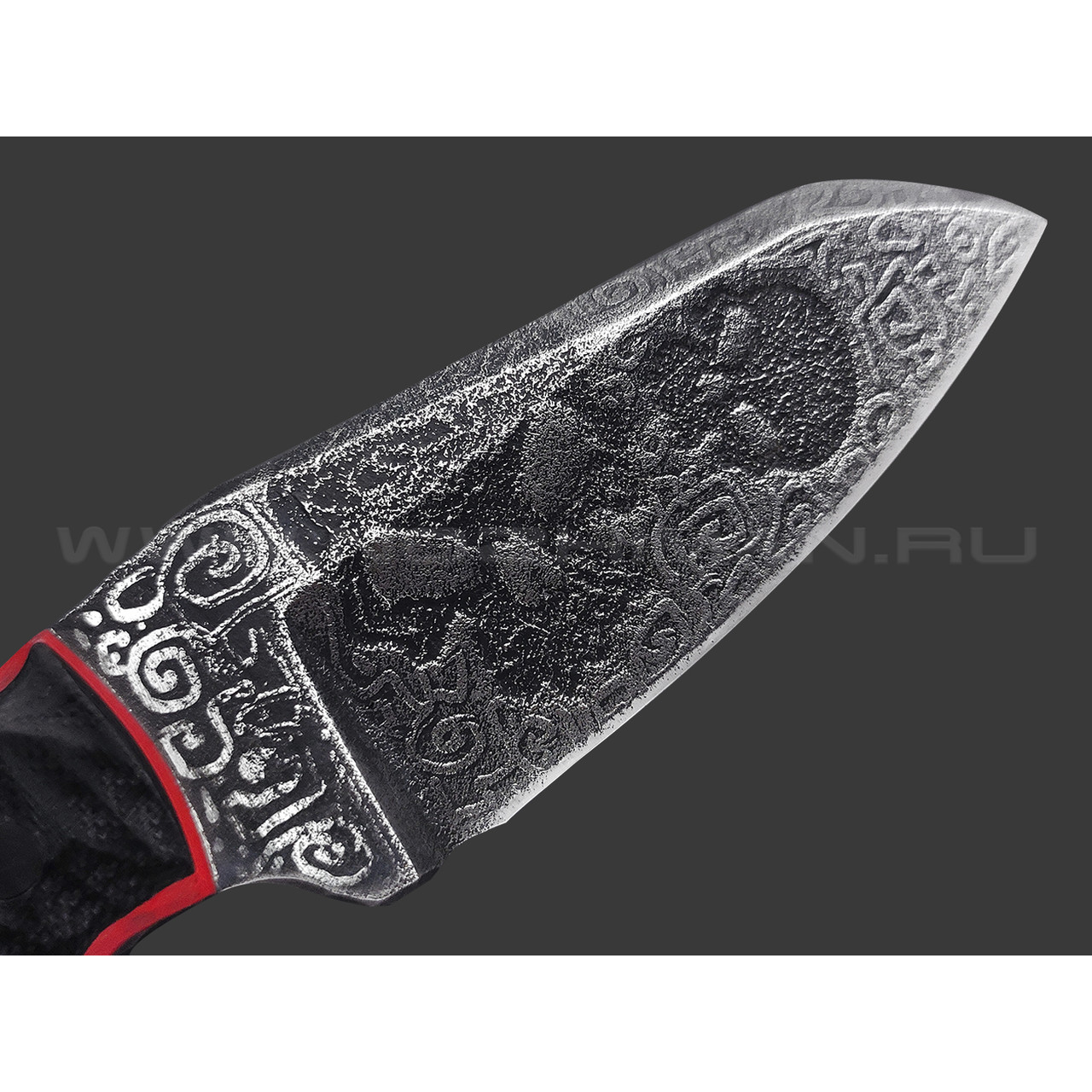 Волчий Век нож Сквозняк Mega Brutal Edition сталь D2 WA обух 18 мм, рукоять G10 black & red