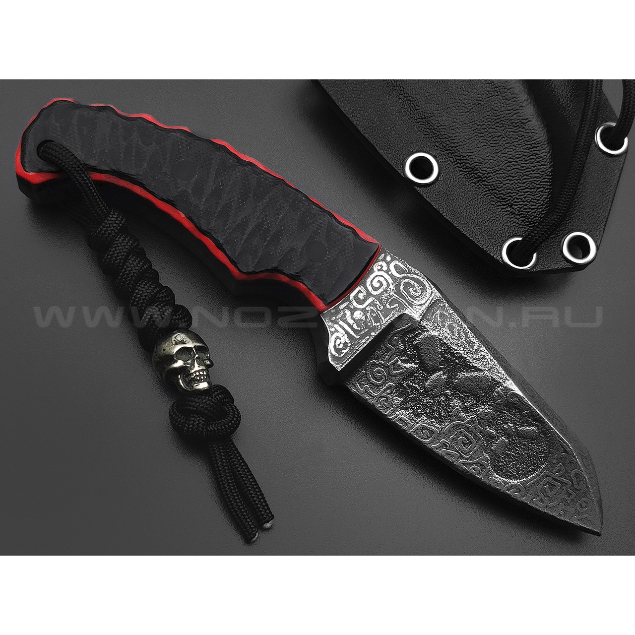 Волчий Век нож Сквозняк Mega Brutal Edition сталь D2 WA обух 18 мм, рукоять G10 black & red