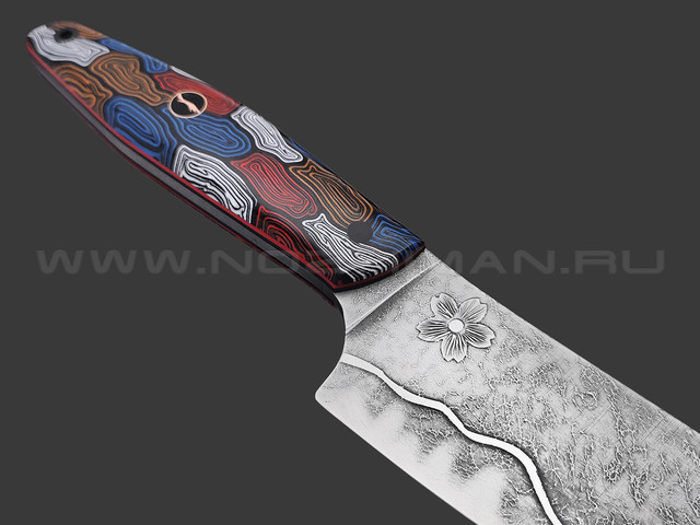 Волчий Век нож Шеф средний Custom сталь N690 WA травление, рукоять G10 colored