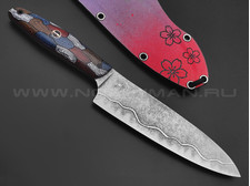 Волчий Век нож Шеф средний Custom сталь N690 WA травление, рукоять G10 colored