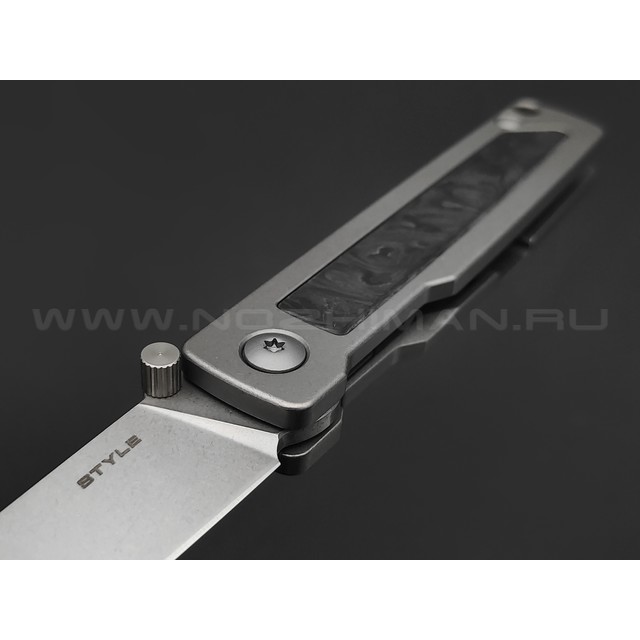 Mr.Blade складной нож Style сталь N690 св, рукоять Титан серый, карбон, кожаный чехол