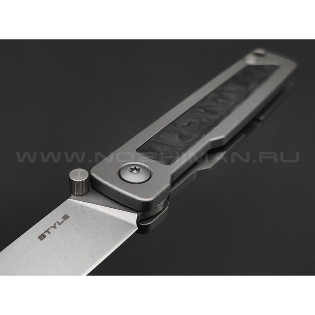 Mr.Blade складной нож Style сталь N690 св, рукоять Титан серый, карбон, кожаный чехол