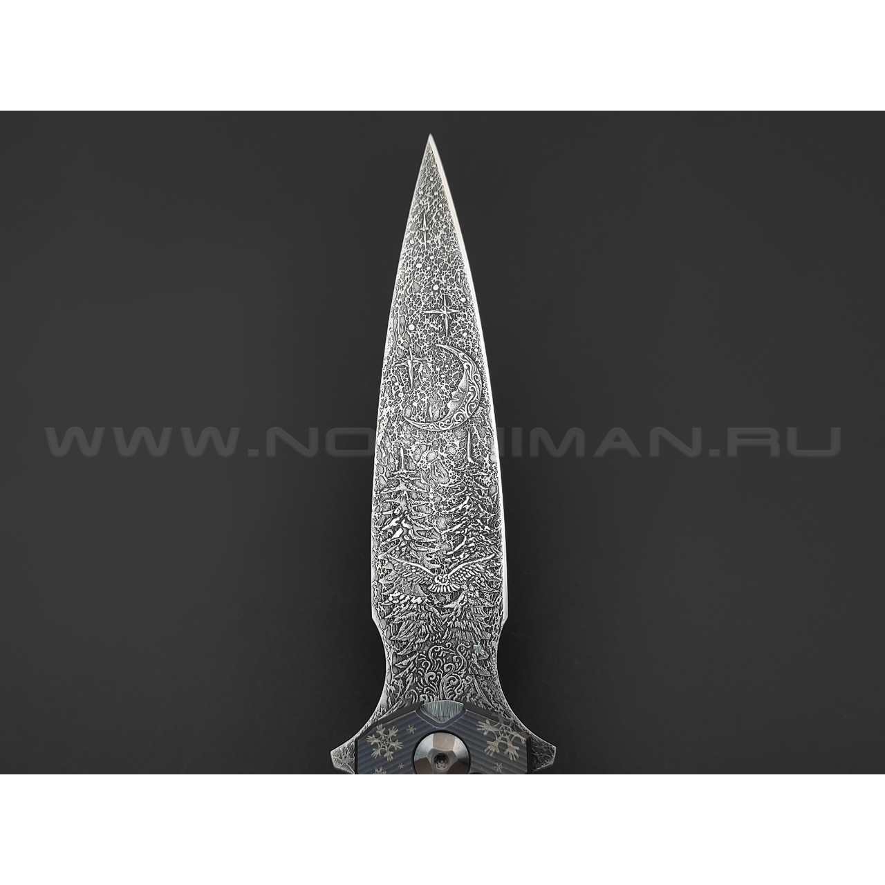 Neyris Knives складной нож ТаоРан WT сталь CPM Magnacut, рукоять Titanium, steel, травление Николая Ежелева
