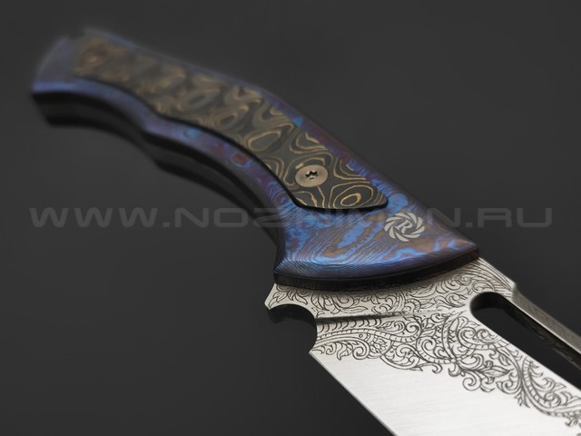 Neyris Knives нож Мехтар сталь M398, рукоять Timaskus, carbon fiber gold
