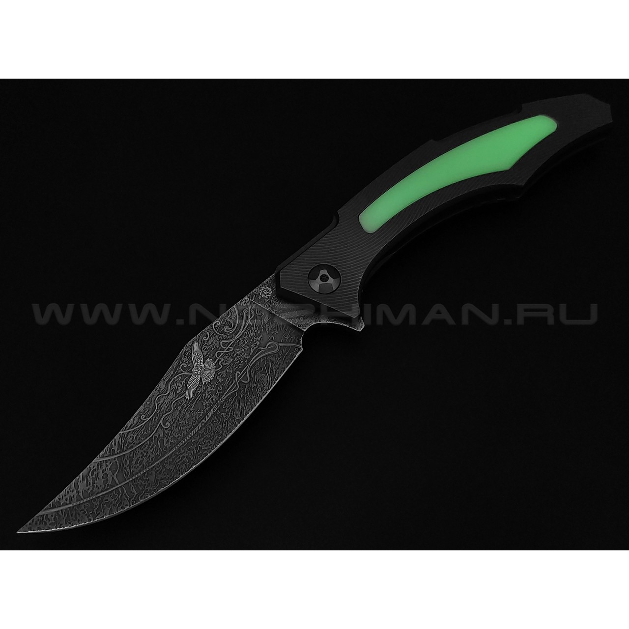 Neyris Knives складной нож Toa сталь CPM 3V, рукоять Titanium, moonglow, травление Николая Ежелева