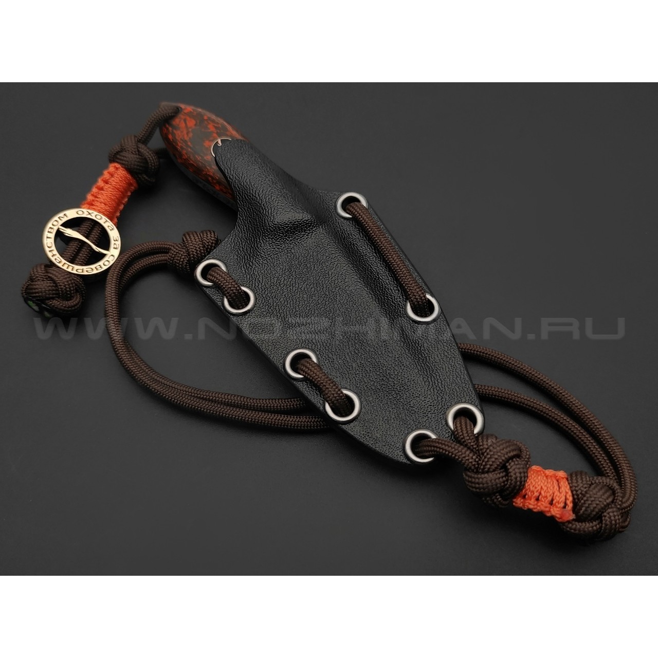 Волчий Век нож МасичЬка Custom Orc Edition сталь PGK WA травление, рукоять Carbon fiber chaotic orange