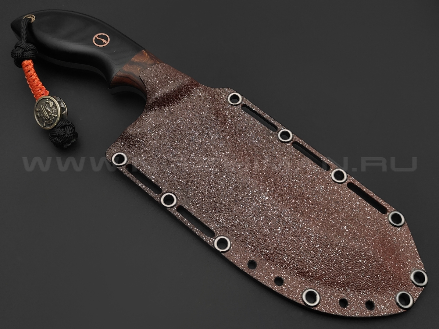 Волчий Век нож Кондрат 16 Custom сталь PGK WA травление, рукоять G10 black, айронвуд