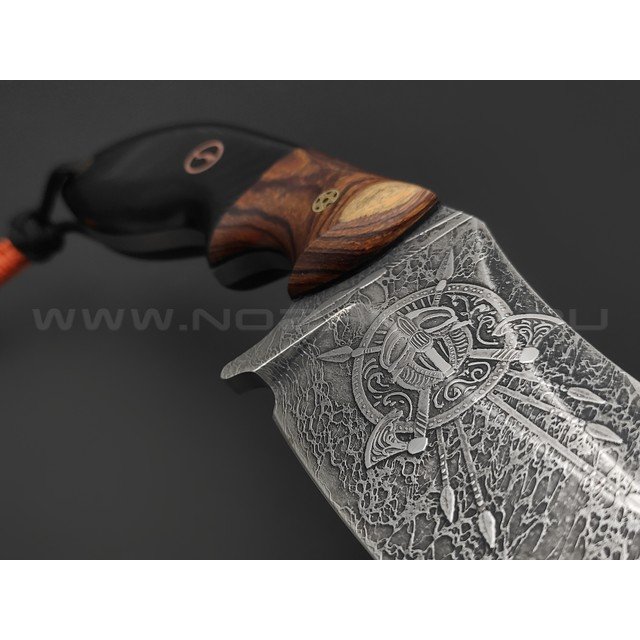 Волчий Век нож Кондрат 16 Custom сталь PGK WA травление, рукоять G10 black, айронвуд