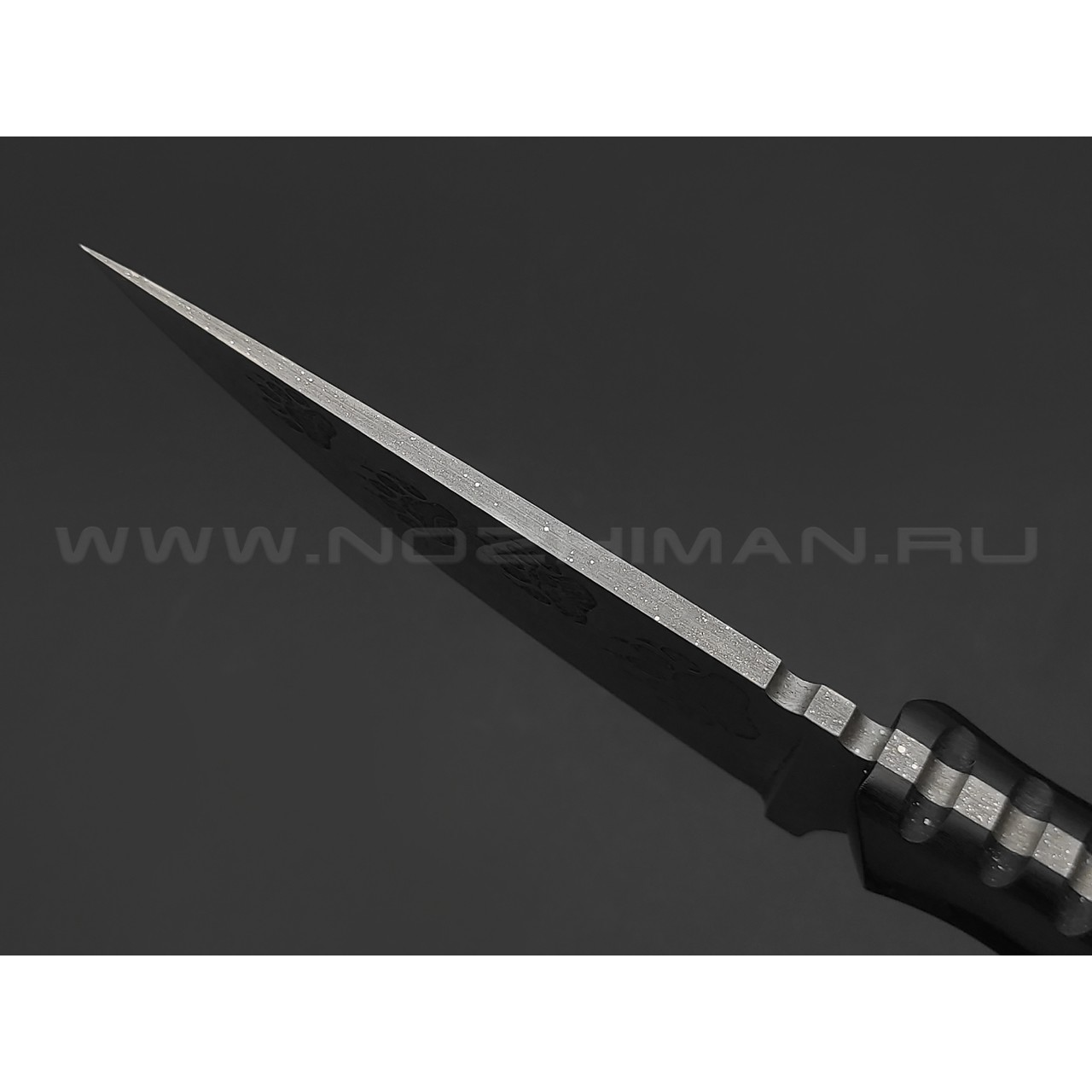 Волчий Век нож МасичЬка Custom Mod. Лапа Велеса сталь N690 WA травление, рукоять G10 black