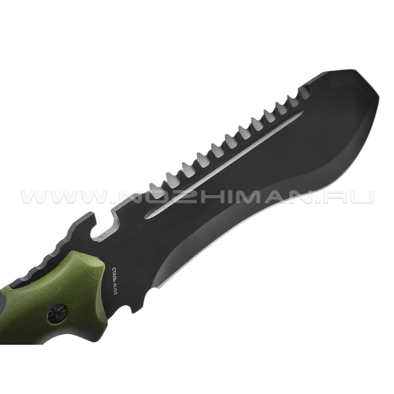 Нокс нож-мачете Тайга-Н 812-480621 сталь Aus-8 black, рукоять ABS green, Elastron black