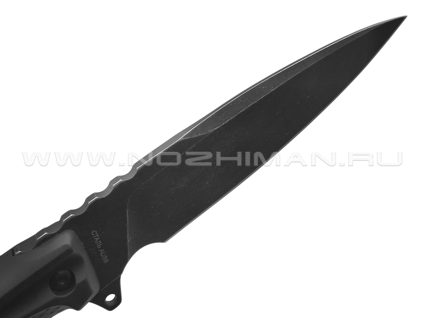Нокс нож Антей-3 605-589821 сталь Aus-8 blackwash, рукоять Elastron black