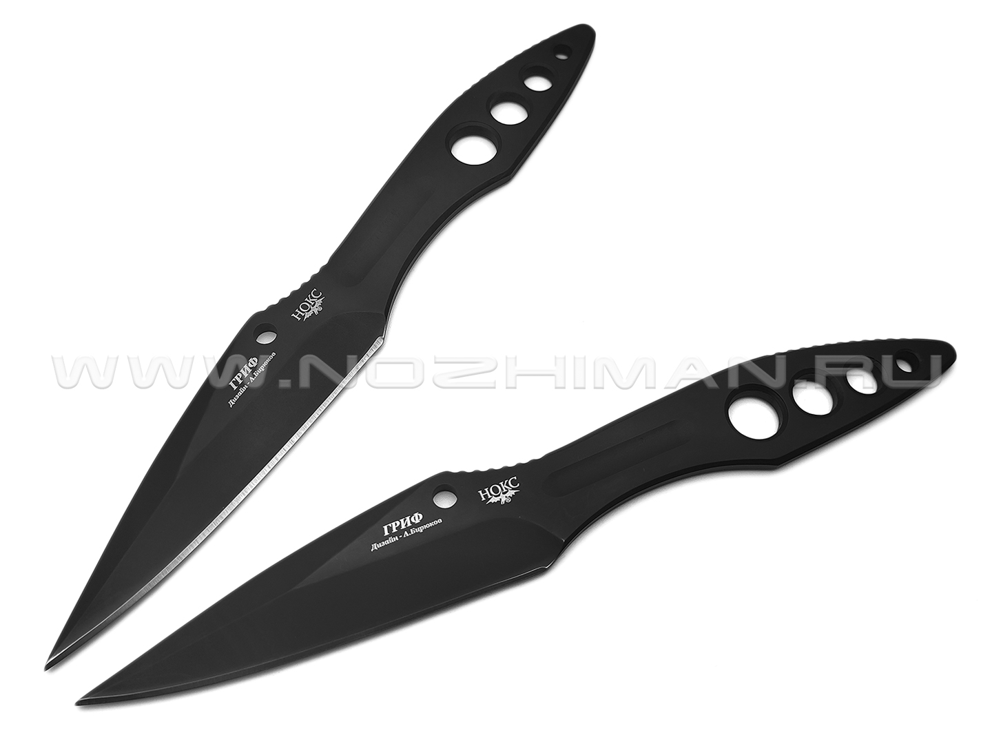 Нокс комплект из 2-х спортивных ножей Гриф 716-720012 сталь 420 black, рукоять Сталь