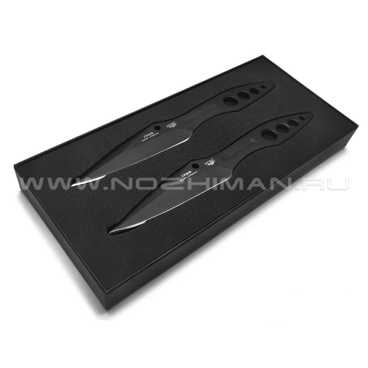 Нокс комплект из 2-х спортивных ножей Гриф 716-720012 сталь 420 black, рукоять Сталь