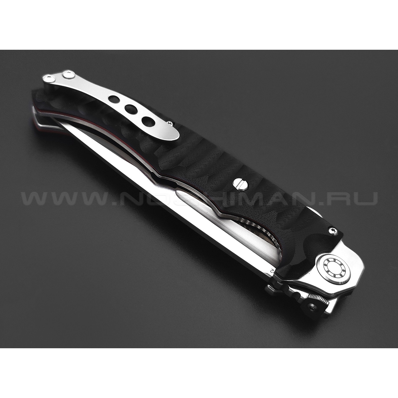 Нокс складной нож Кугуар с толкателем 332-107406 сталь D2 satin, рукоять G10 black