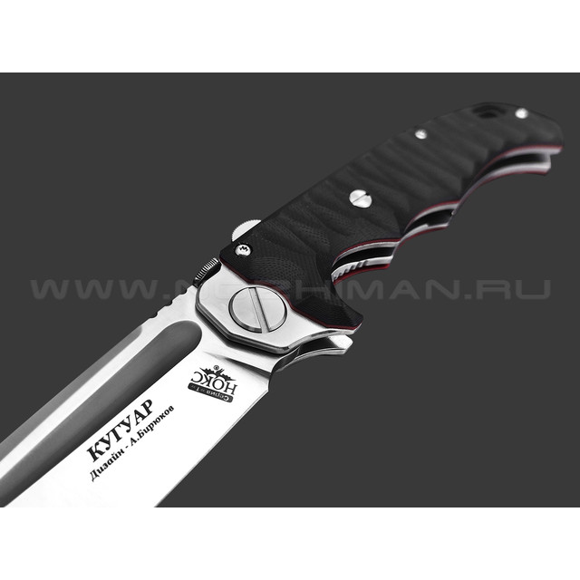 Нокс складной нож Кугуар с толкателем 332-107406 сталь D2 satin, рукоять G10 black