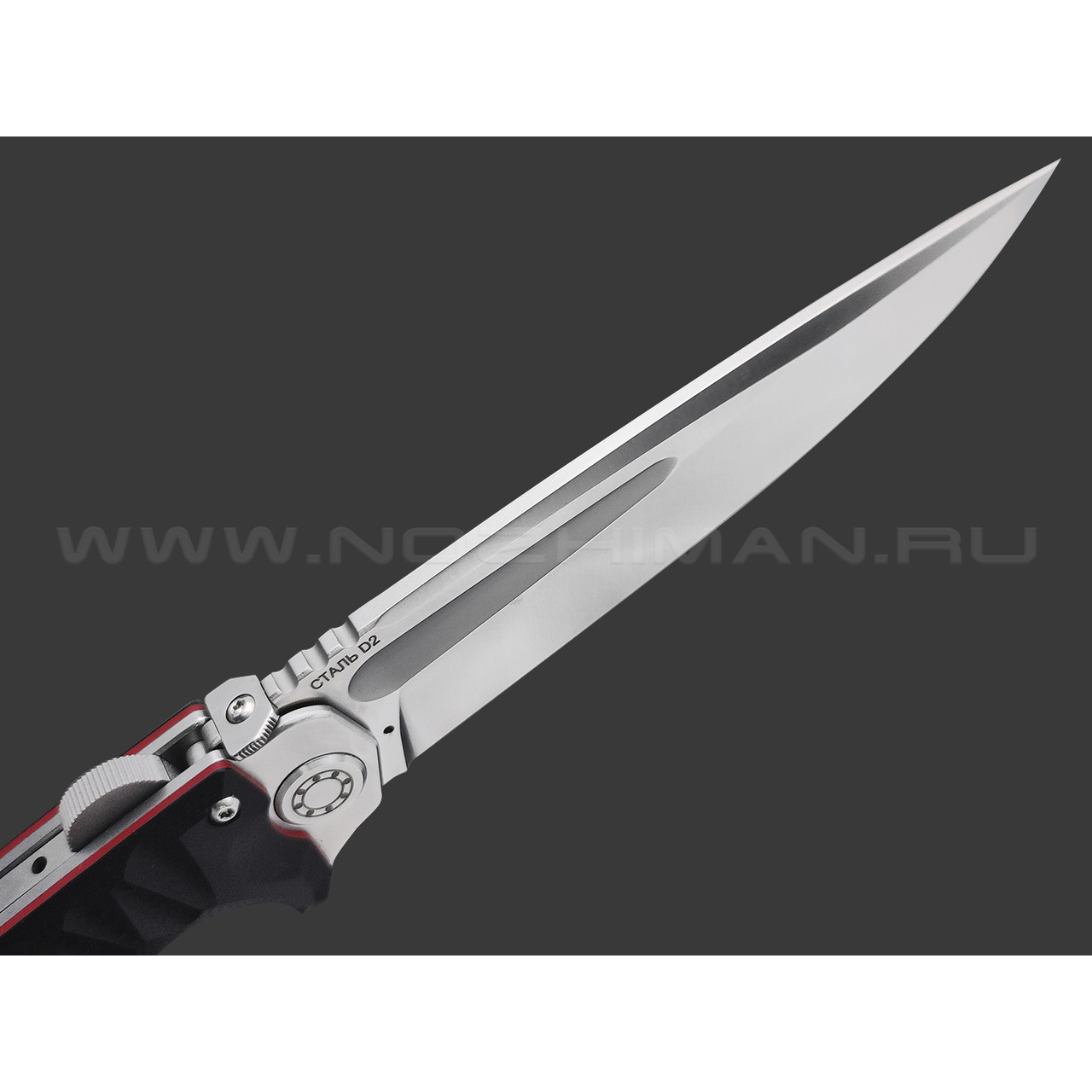 Нокс складной нож Кугуар с толкателем 332-107406 сталь D2 satin, рукоять G10 black