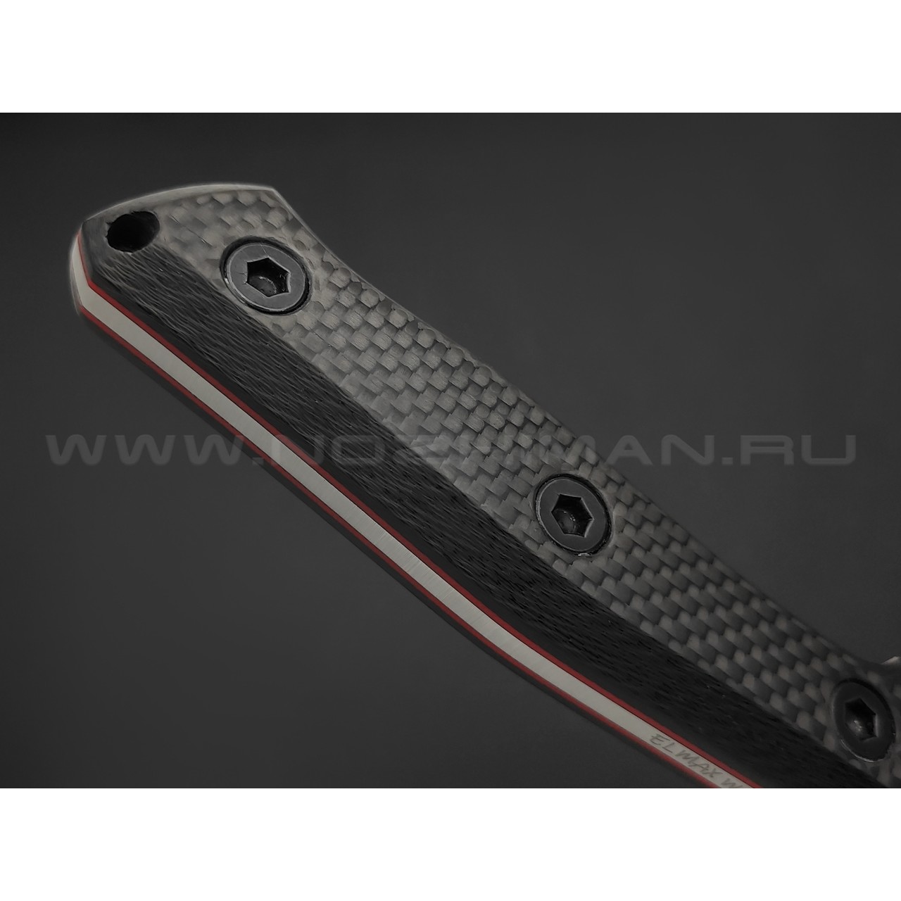 Волчий Век нож Тезис Tactical Edition сталь Elmax WA satin, рукоять Carbon fiber, G10 red
