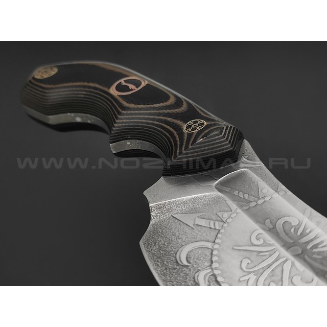 Волчий Век нож Сектор 2.0 Custom сталь N690 WA травление, рукоять G10 black & brown, мозаичные пины