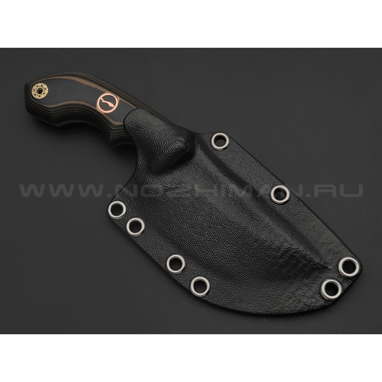 Волчий Век нож Сектор 2.0 Custom сталь N690 WA травление, рукоять G10 black & brown, мозаичные пины